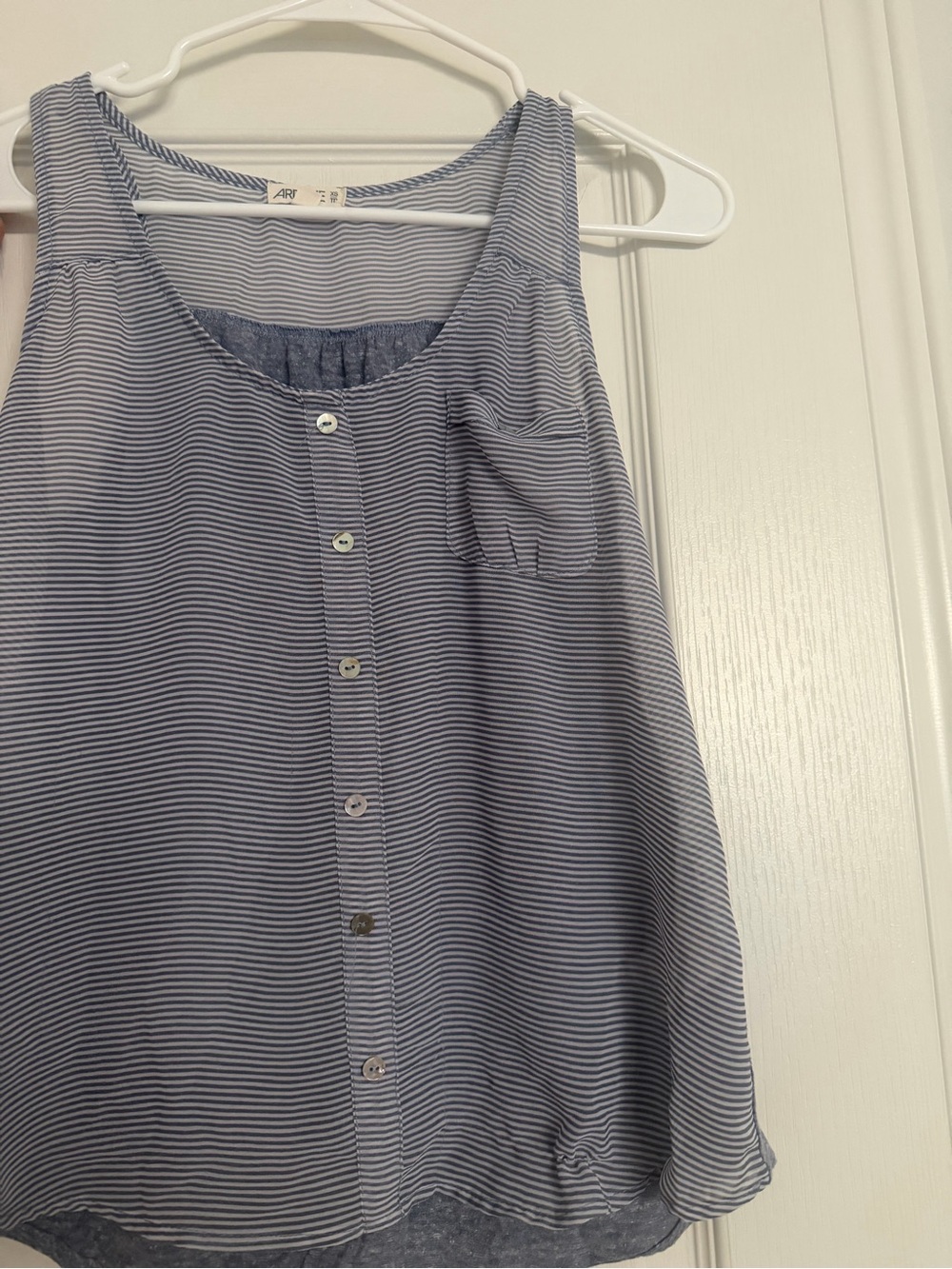 Ardene Blue and White Striped Button-Front Tank